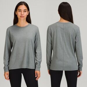 Lululemon All Yours Long‎ Sleeve Athletic Top Stretch Heathered Gray Size Large